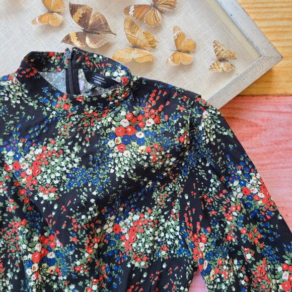 & Other Stories Black Floral A-line Mini Dress 4 - Picture 4 of 5